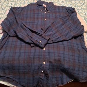 Brooks Brothers Madison Plaid Linen shirt XXL